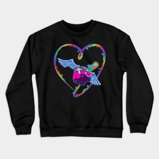 Unicorn and Fairy in a magical flying van Crewneck Sweatshirt